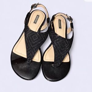 Alex Marie Black Rhinestone Slingback Sandals - Women Size 7M [Read Description]